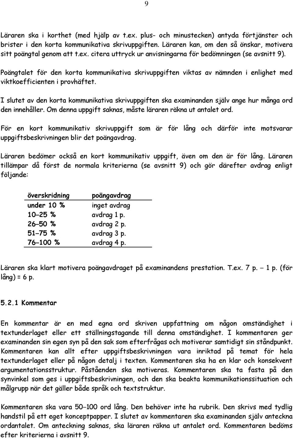 Poängtalet för den korta kommunikativa skrivuppgiften viktas av nämnden i enlighet med viktkoefficienten i provhäftet.