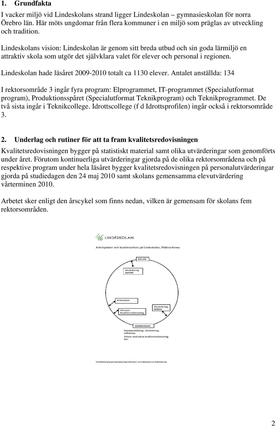 Lindeskolan hade läsåret 2009-2010 totalt ca 1130 elever.