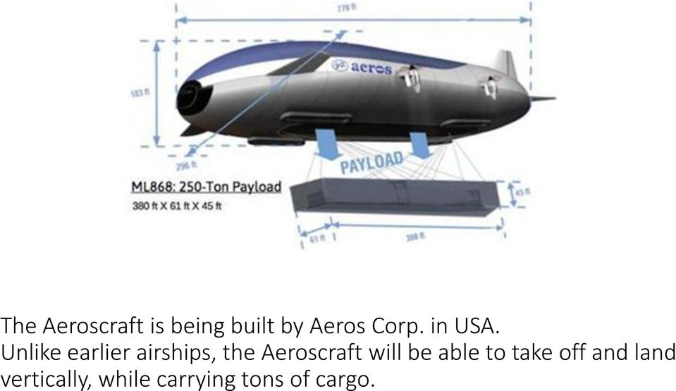 Unlike earlier airships, the Aeroscraft