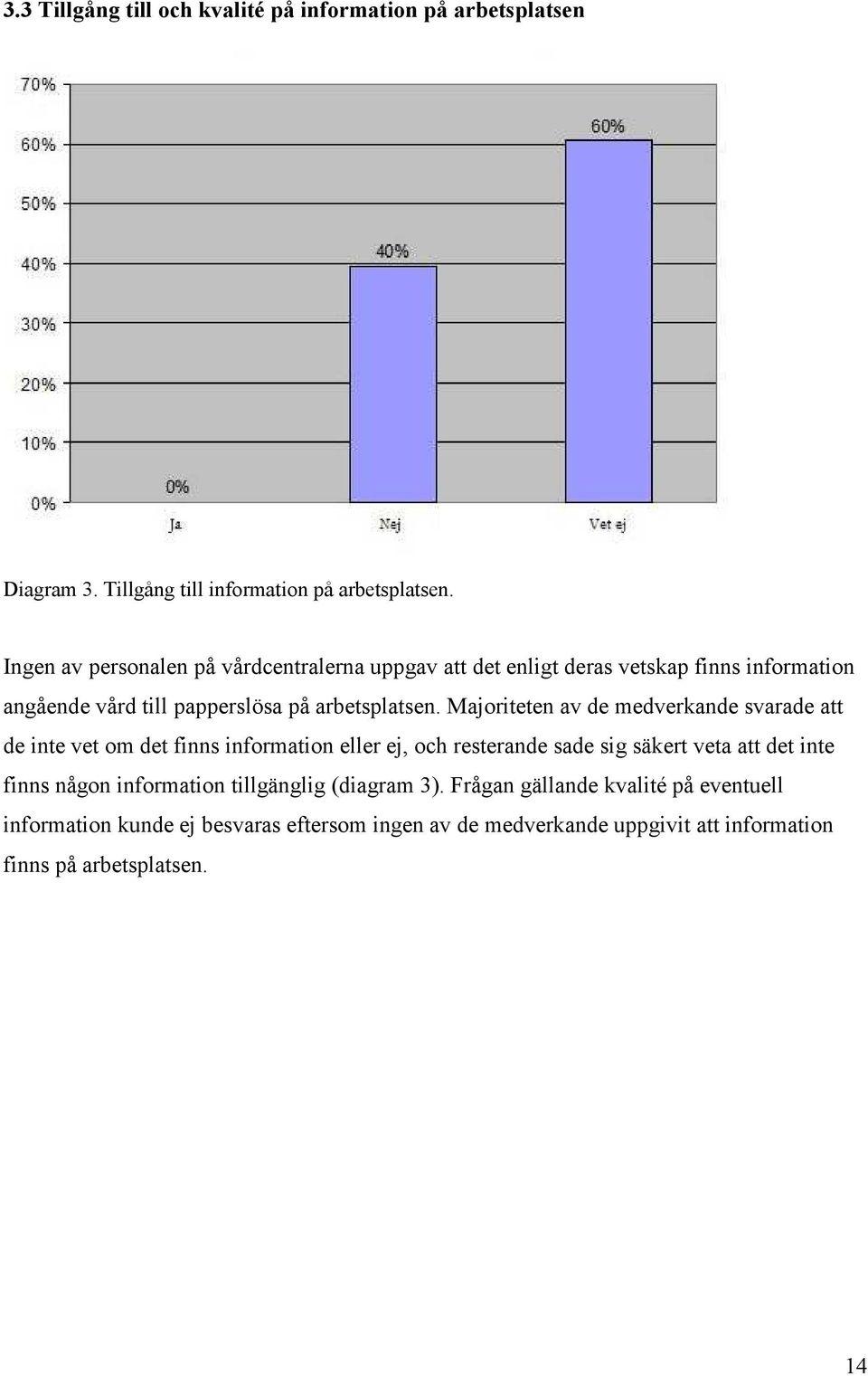 Majoriteten av de medverkande svarade att de inte vet om det finns information eller ej, och resterande sade sig säkert veta att det inte finns någon