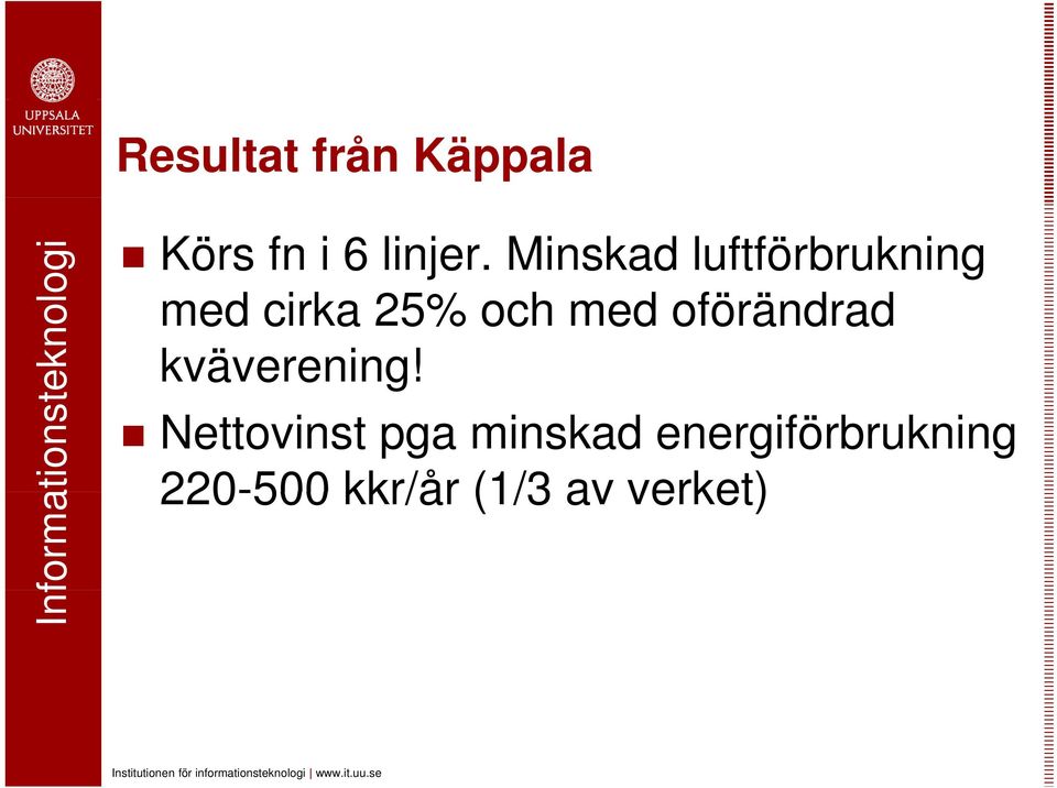 Minskad luftförbrukning med cirka 25% och med