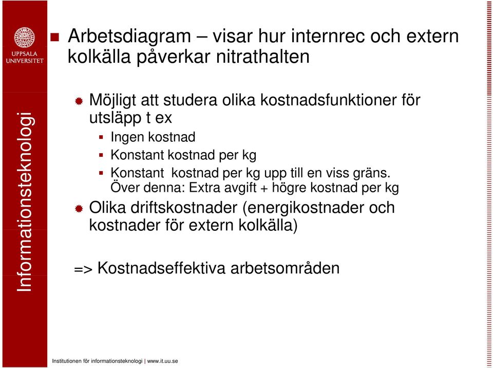 kostnad per kg Konstant kostnad per kg upp till en viss gräns.