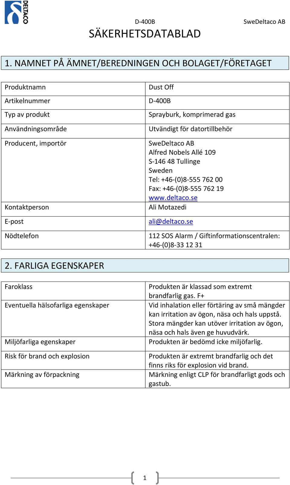 gas Utvändigt för datortillbehör SweDeltaco AB Alfred Nobels Allé 109 S-146 48 Tullinge Sweden Tel: +46-(0)8-555 762 00 Fax: +46-(0)8-555 762 19 www.deltaco.se Ali Motazedi ali@deltaco.