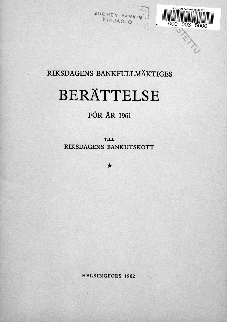 BERÄTTELSE FÖR ÅR 1961