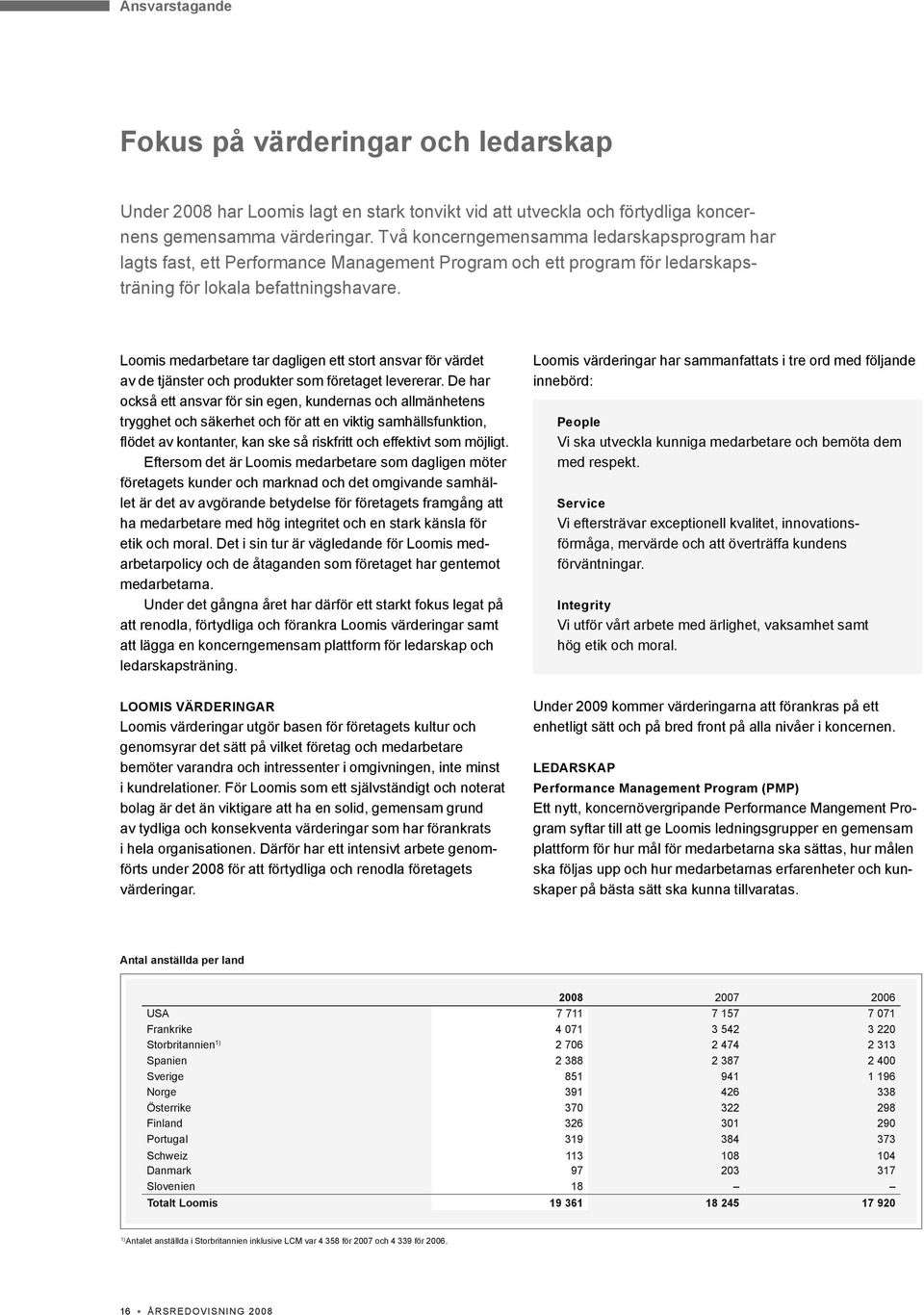 Loomis medarbetare tar dagligen ett stort ansvar för värdet av de tjänster och produkter som företaget levererar.