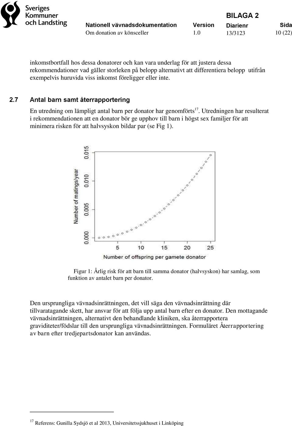 Utredningen har resulterat i rekommendationen att en donator bör ge upphov till barn i högst sex familjer för att minimera risken för att halvsyskon bildar par (se Fig 1).