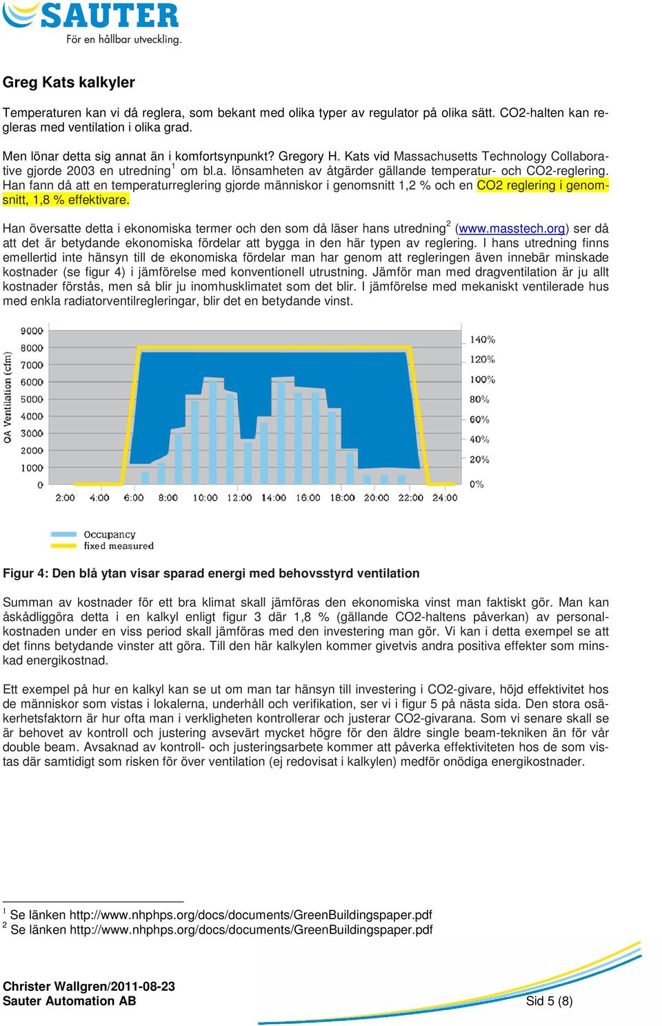 Han fann då att en temperaturreglering gjorde människor i genomsnitt 1,2 % och en CO2 reglering i genomsnitt, 1,8 % effektivare.