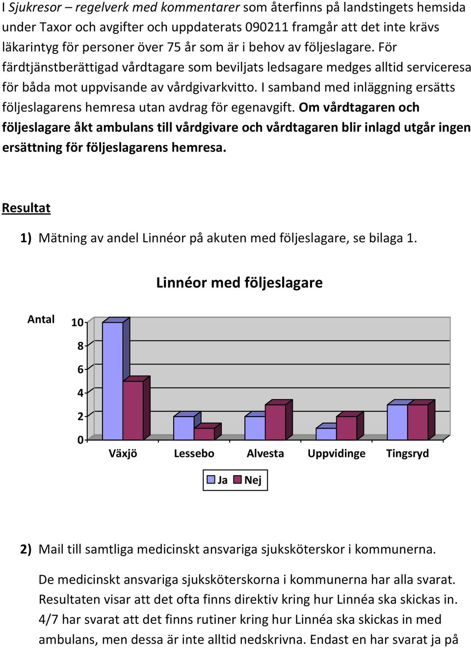 I samband med inläggning ersätts följeslagarens hemresa utan avdrag för egenavgift.