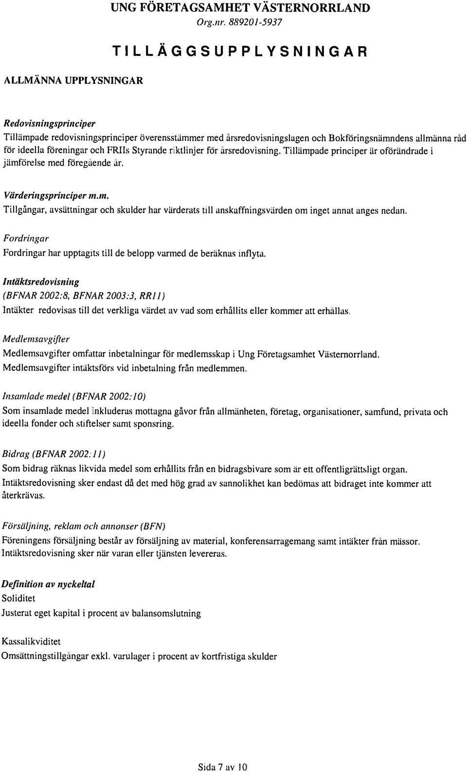 in. Tillgiingar, avsättningar och skulder har värderats till anskaltningsviirden om inget annat anges nedan. Fordringar Fordringar har upptagits till de belopp varmed de beräknas inllyta.