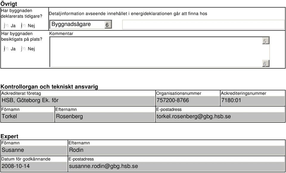 tekniskt ansvarig Ackrediterat företag HSB, Göteborg Ek.