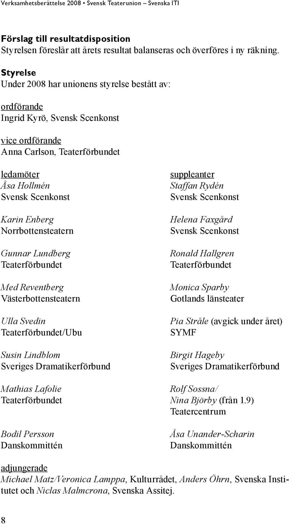 Gunnar Lundberg Med Reventberg Västerbottensteatern Ulla Svedin /Ubu Susin Lindblom Sveriges Dramatikerförbund suppleanter Staffan Rydén Svensk Scenkonst Helena Faxgård Svensk Scenkonst Ronald