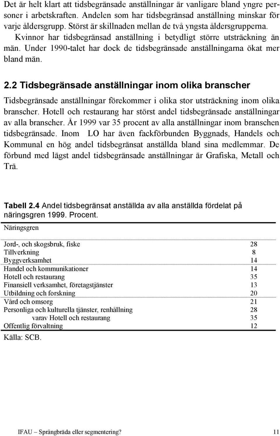 Under 1990-talet har dock de tidsbegränsade anställningarna ökat mer bland män. 2.