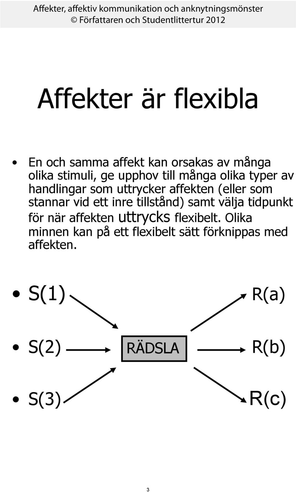 inre tillstånd) samt välja tidpunkt för när affekten uttrycks flexibelt.
