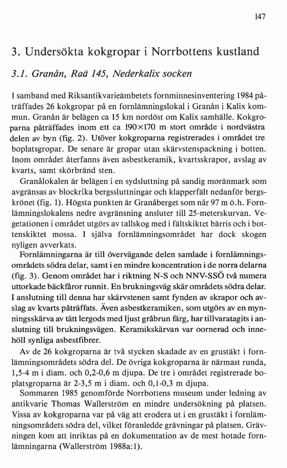 Utöver kokgroparna registrerades i området tre boplatsgropar. De senare är gropar utan skärvstenspackning i botten.