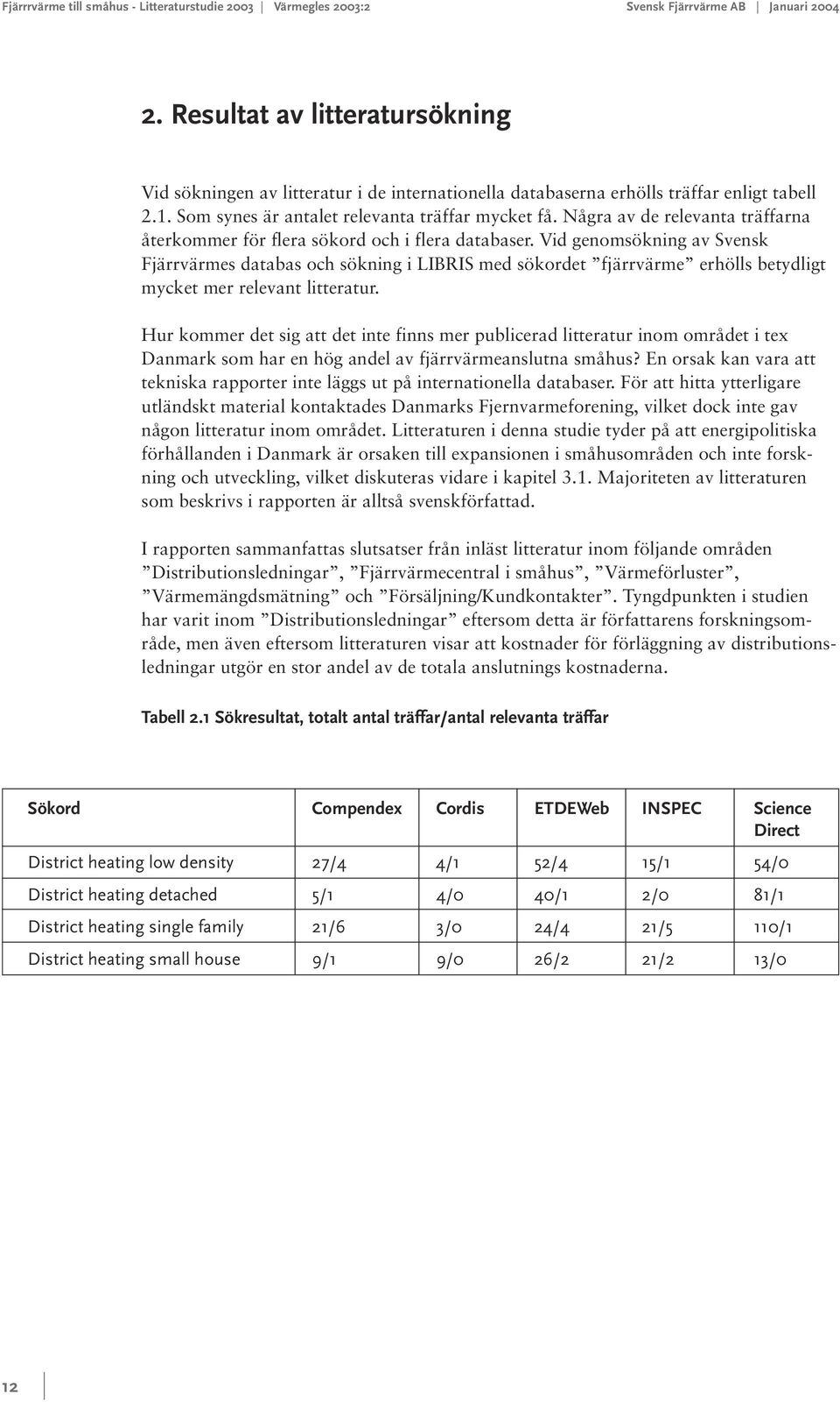 Några av de relevanta träffarna återkommer för flera sökord och i flera databaser.