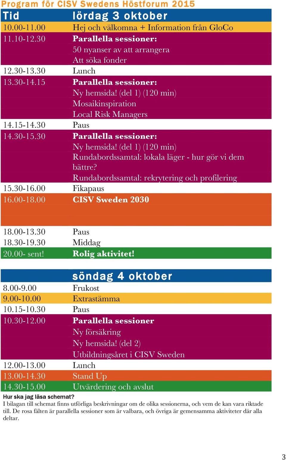 (del 1) (120 min) Rundabordssamtal: lokala läger - hur gör vi dem bättre? Rundabordssamtal: rekrytering och profilering 15.30-16.00 Fikapaus 16.00-18.00 CISV Sweden 2030 18.00-13.30 Paus 18.30-19.