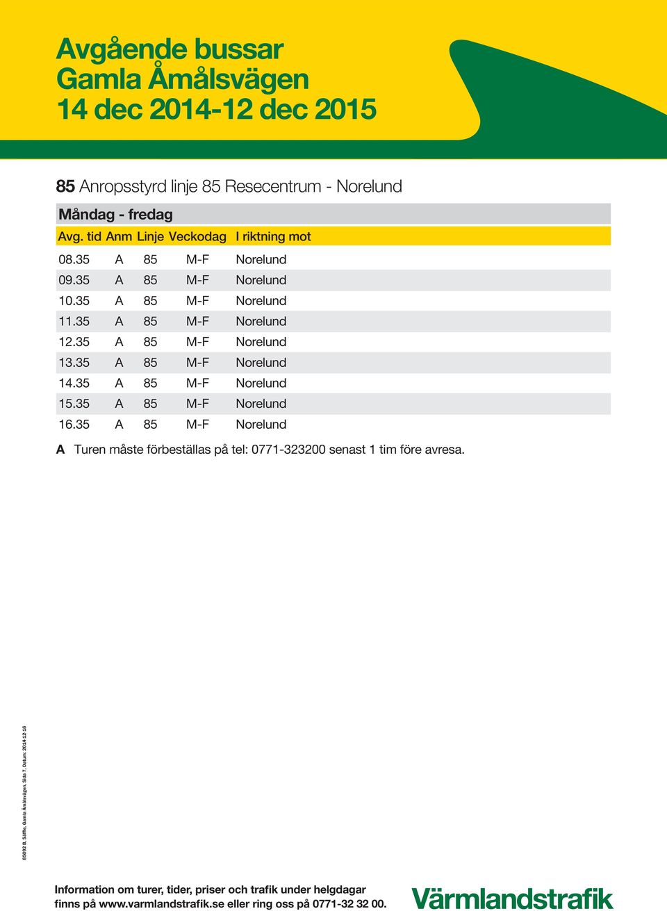 35 A 85 M-F Norelund 15.35 A 85 M-F Norelund 16.