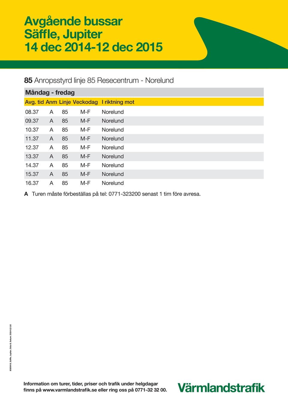 37 A 85 M-F Norelund 14.37 A 85 M-F Norelund 15.37 A 85 M-F Norelund 16.