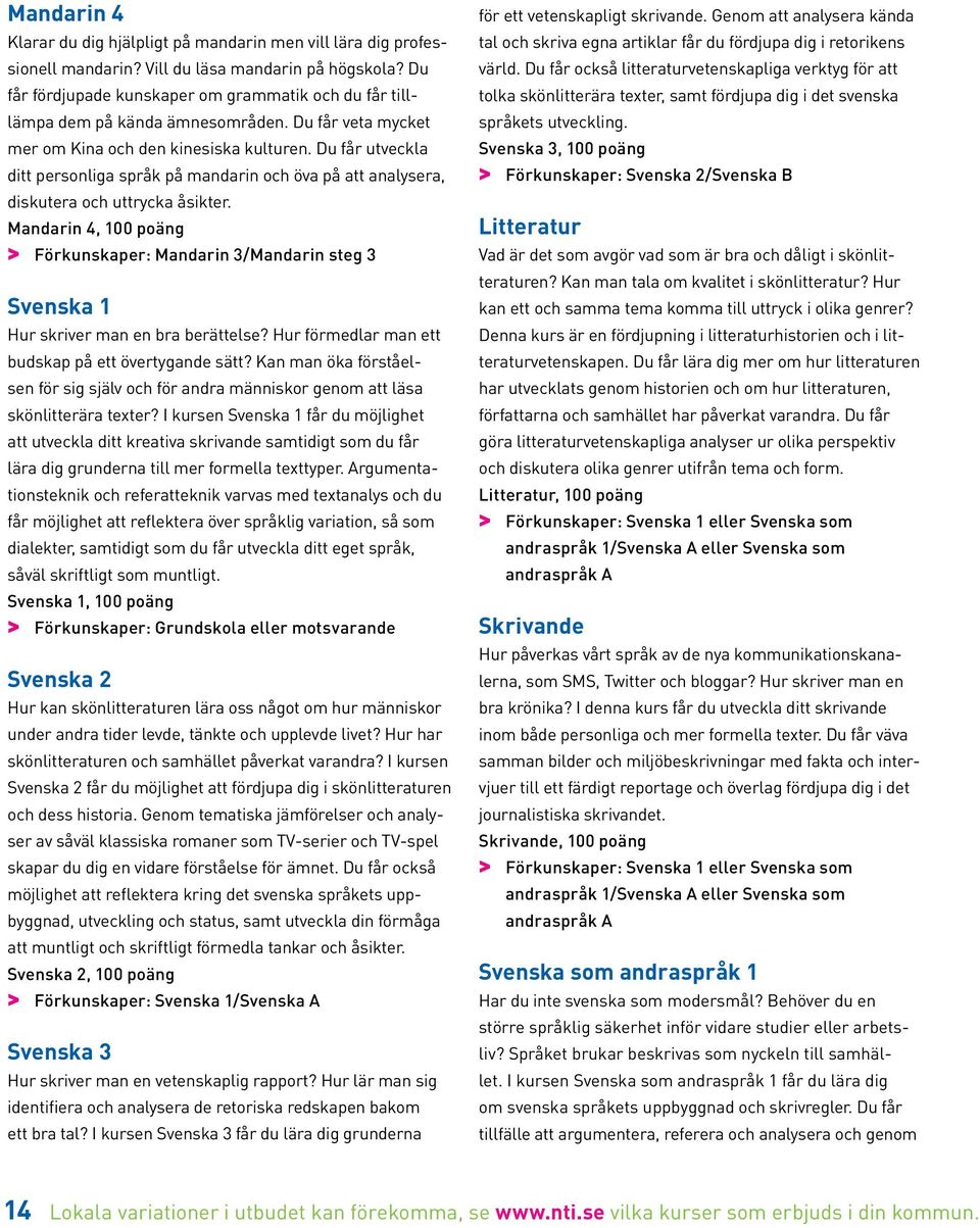 Du får utveckla ditt personliga språk på mandarin och öva på att analysera, diskutera och uttrycka åsikter.