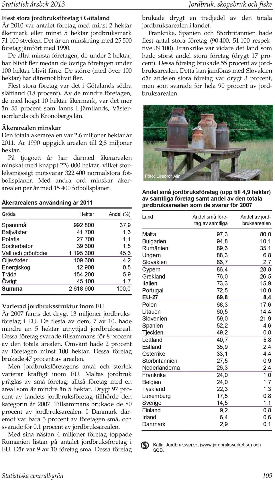 De större (med över 100 hektar) har däremot blivit fler. Flest stora företag var det i Götalands södra slättland (18 procent).