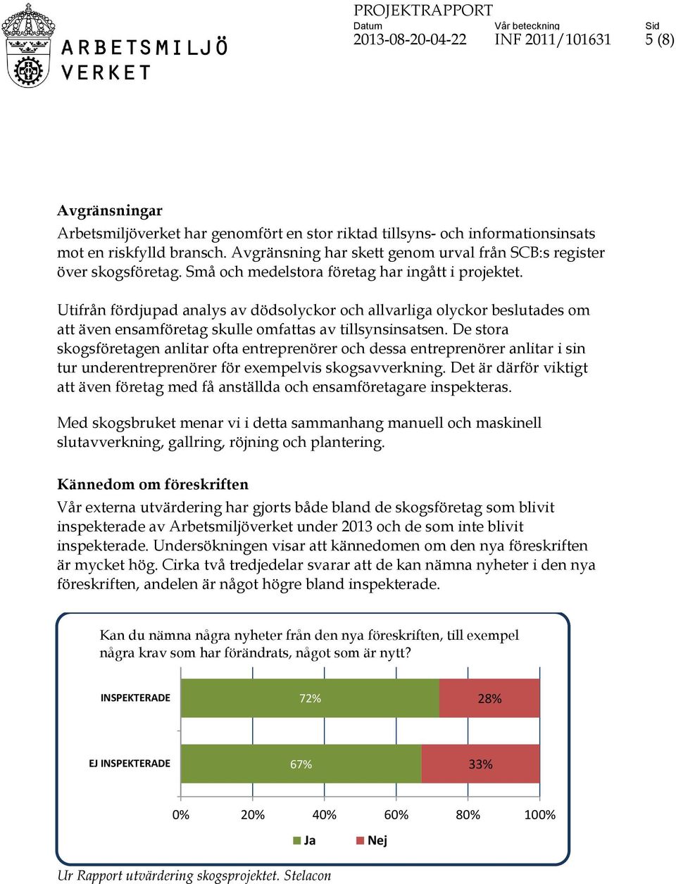 Utifrån fördjupad analys av dödsolyckor och allvarliga olyckor beslutades om att även ensamföretag skulle omfattas av tillsynsinsatsen.