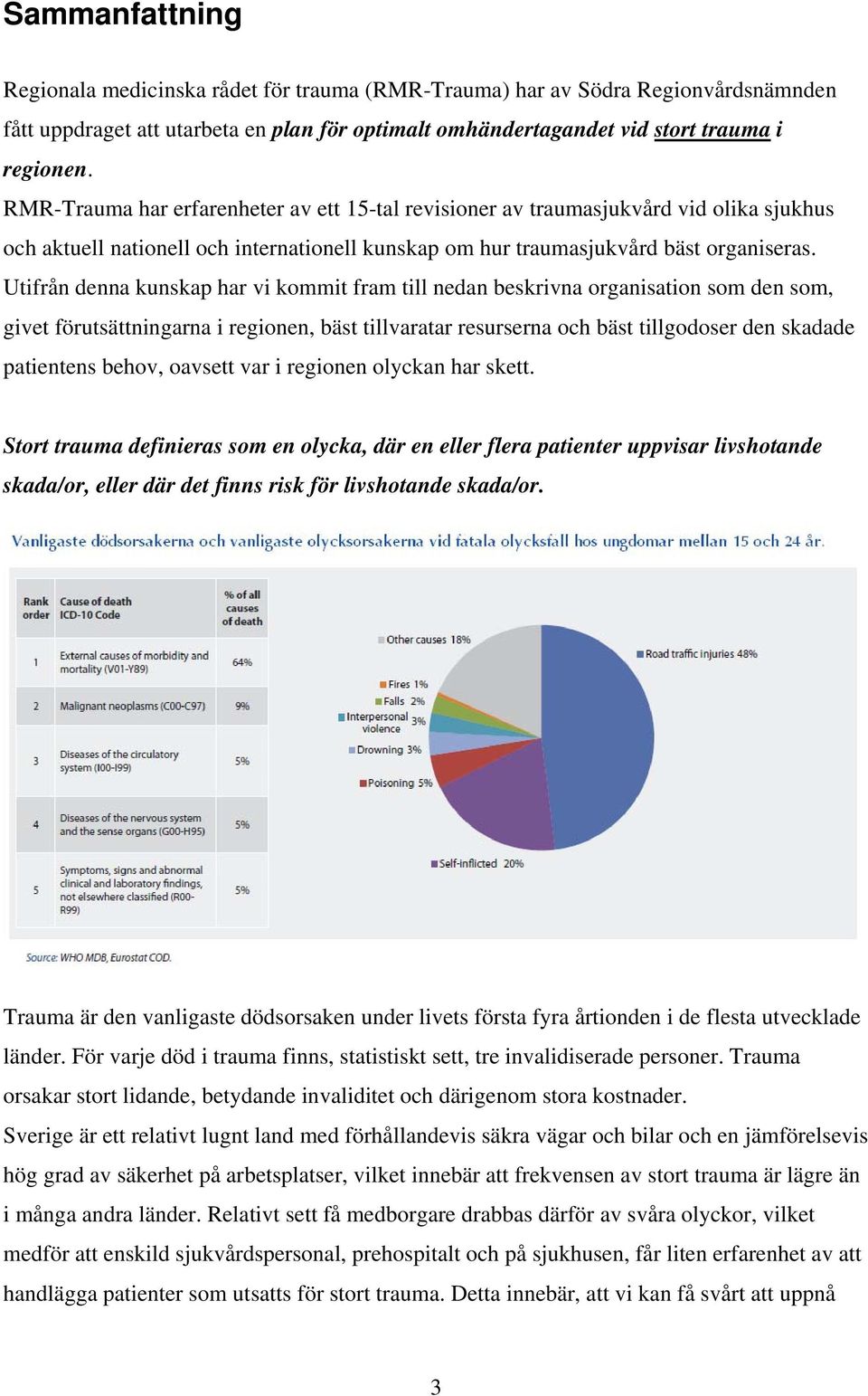 Utifrån denna kunskap har vi kommit fram till nedan beskrivna organisation som den som, givet förutsättningarna i regionen, bäst tillvaratar resurserna och bäst tillgodoser den skadade patientens