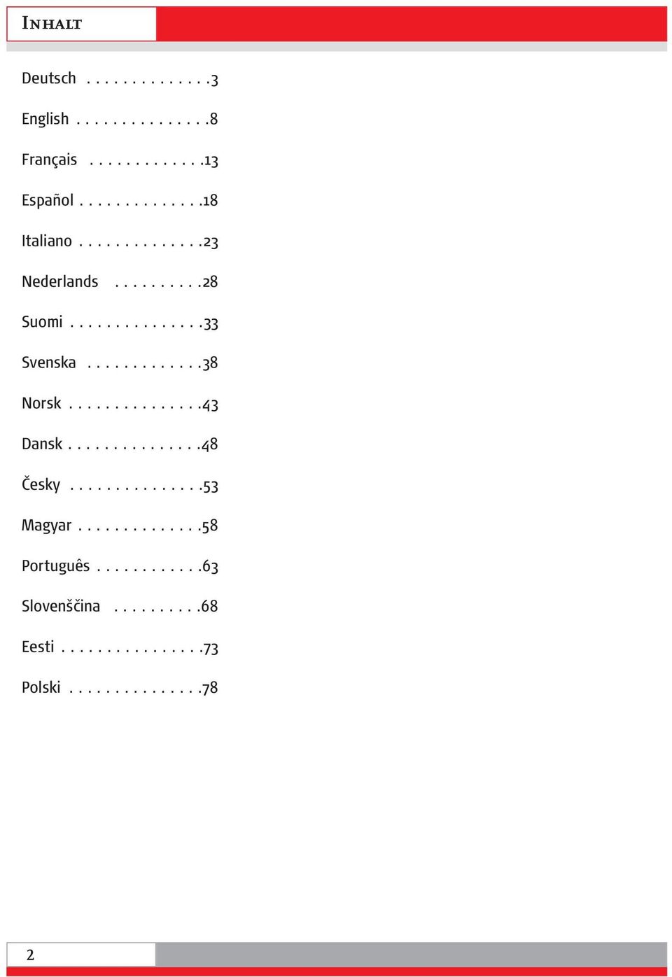 ............38 Norsk...............43 Dansk...............48 Česky...............53 Magyar.