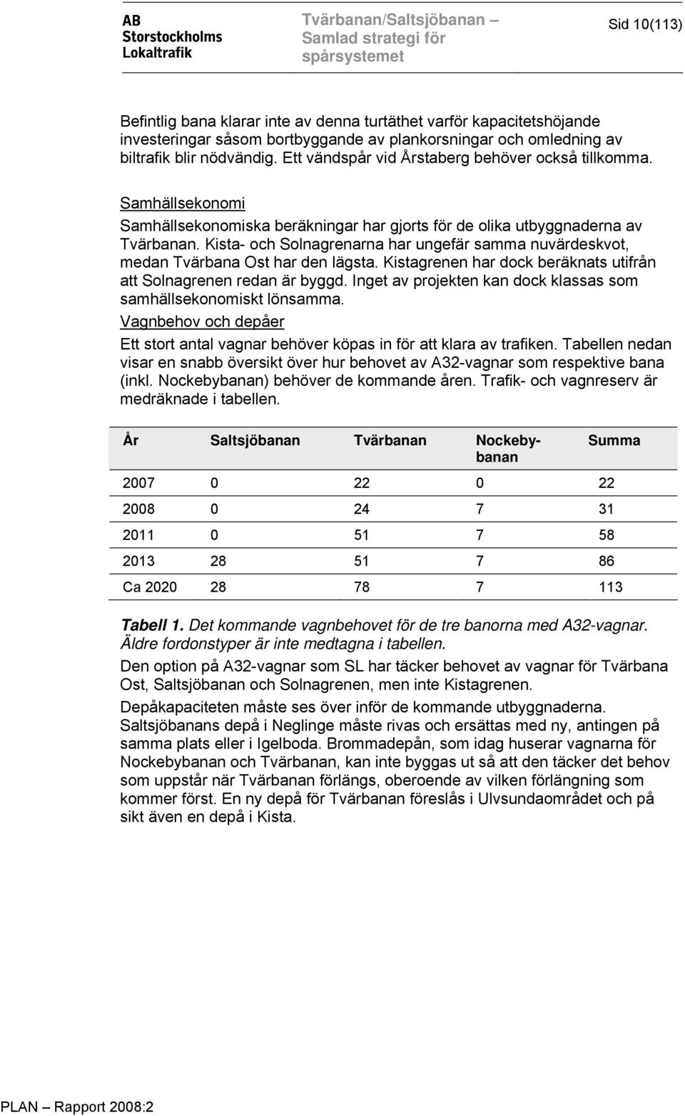 Kista- och Solnagrenarna har ungefär samma nuvärdeskvot, medan Tvärbana Ost har den lägsta. Kistagrenen har dock beräknats utifrån att Solnagrenen redan är byggd.