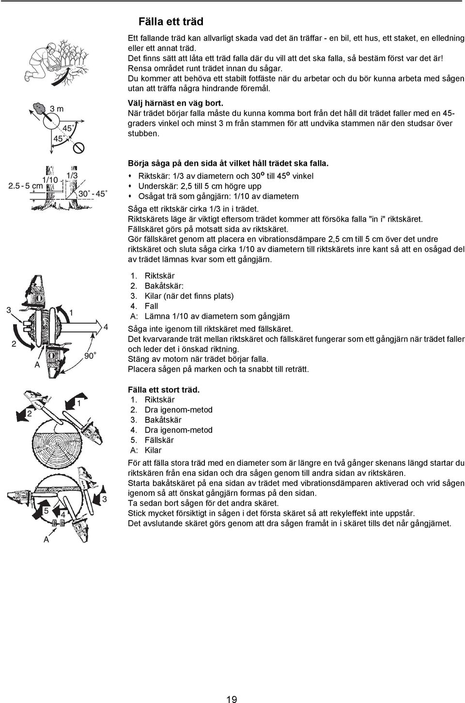 Du kommer att behöva ett stabilt fotfäste när du arbetar och du bör kunna arbeta med sågen utan att träffa några hindrande föremål. Välj härnäst en väg bort.