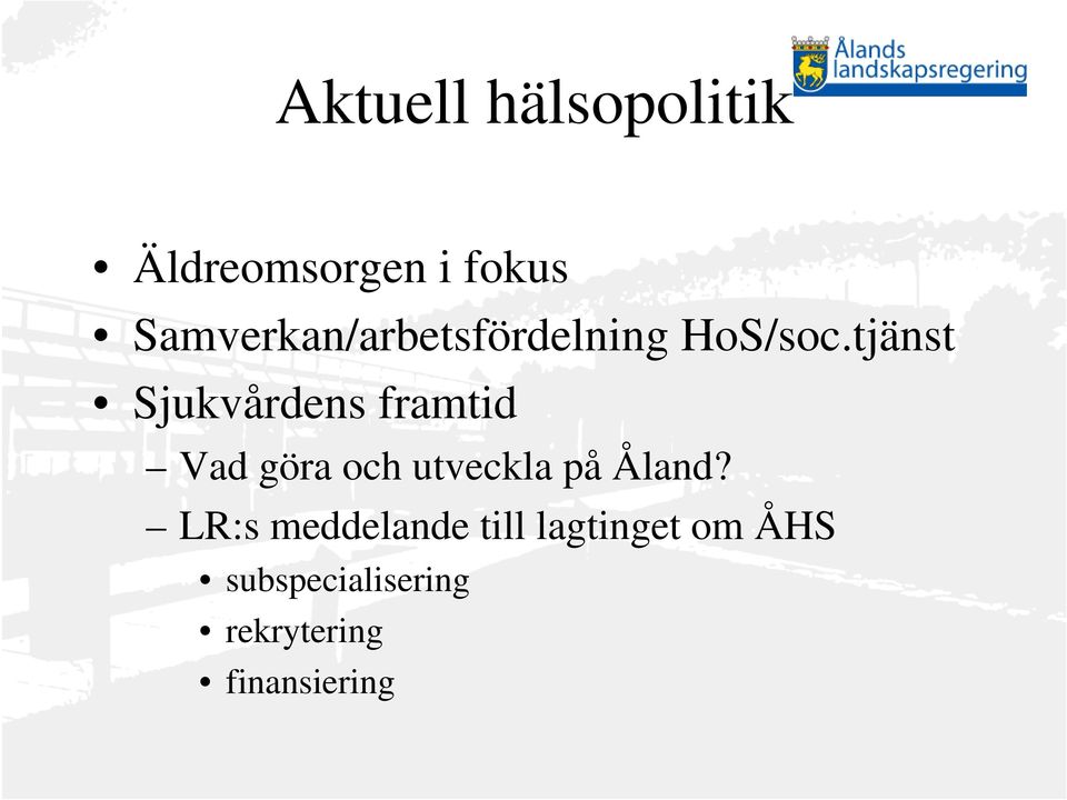 tjänst Sjukvårdens framtid Vad göra och utveckla på