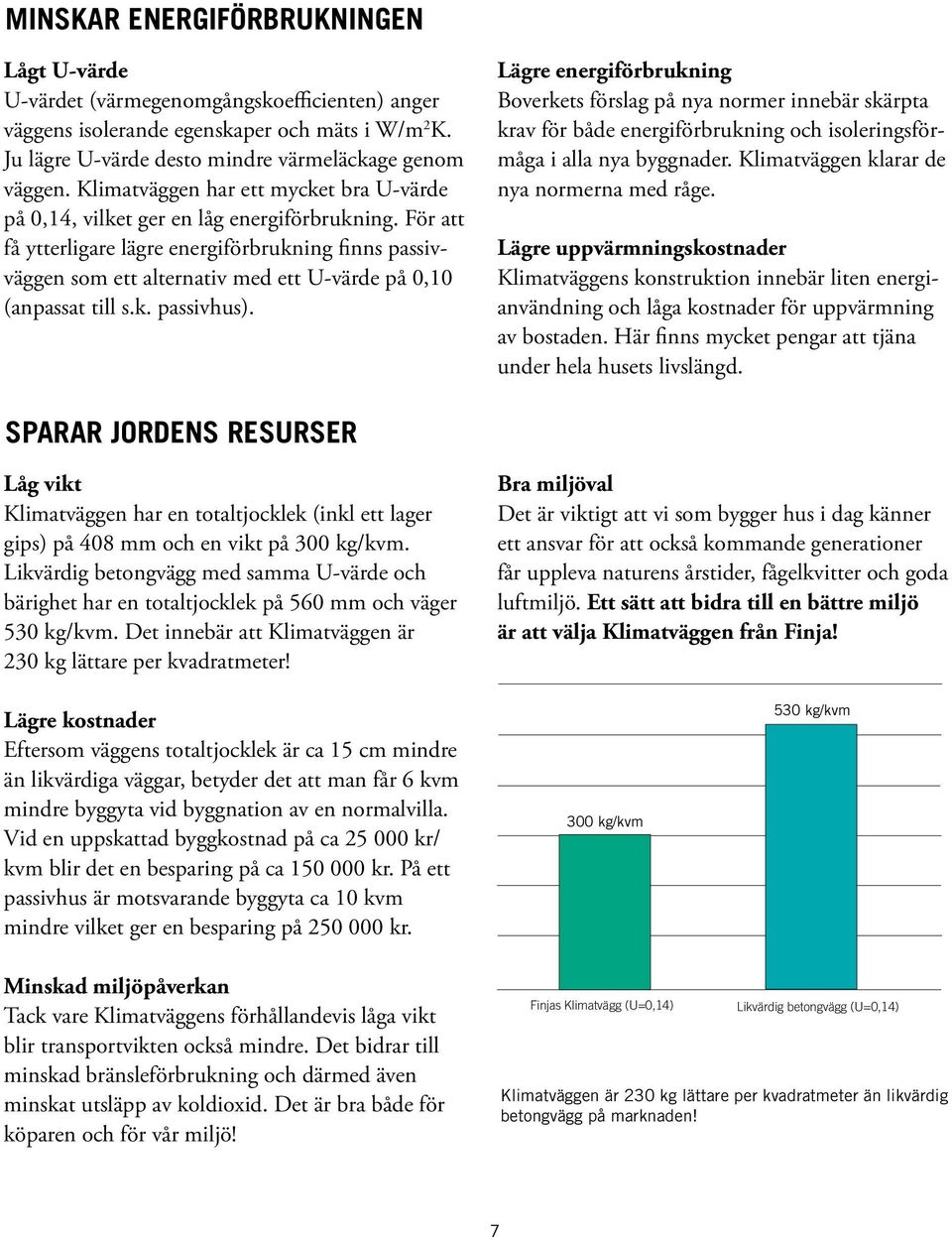 För att få ytterligare lägre energiförbrukning finns passivväggen som ett alternativ med ett U-värde på 0,10 (anpassat till s.k. passivhus).