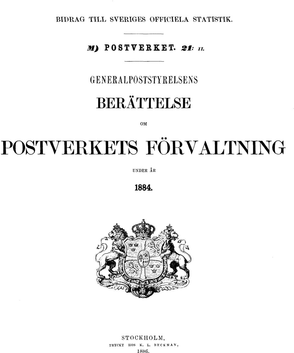 GENERALPOSTSTYRELSENS BERÄTTELSE OM