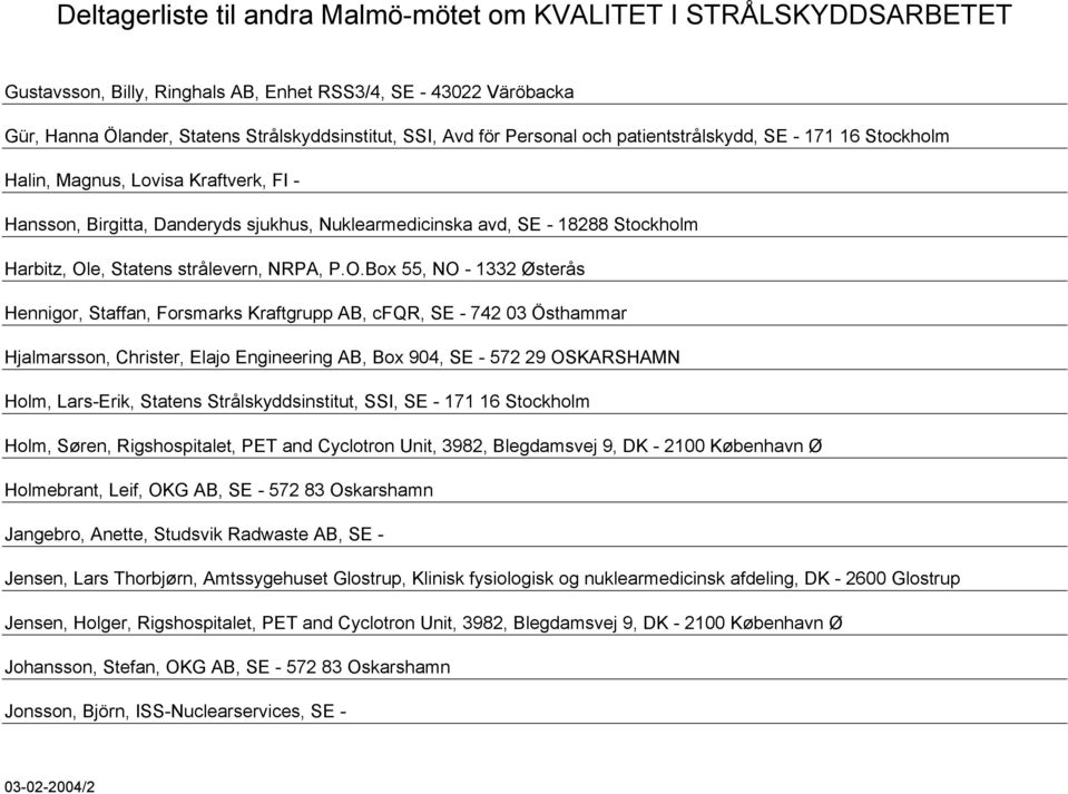 e, Statens strålevern, NRPA, P.O.