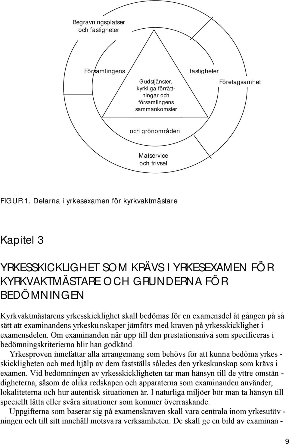 examensdel åt gången på så sätt att examinandens yrkeskunskaper jämförs med kraven på yrkesskicklighet i examensdelen.