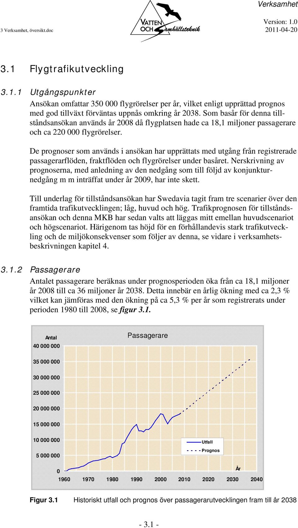 De prognoser som används i ansökan har upprättats med utgång från registrerade passagerarflöden, fraktflöden och flygrörelser under basåret.