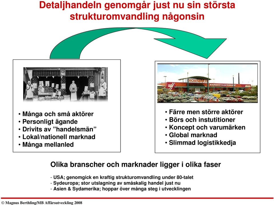 Global marknad Slimmad logistikkedja Olika branscher och marknader ligger i olika faser - USA; genomgick en kraftig