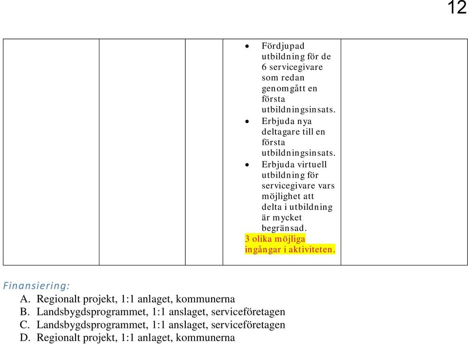 Erbjuda virtuell utbildning för servicegivare vars möjlighet att delta i utbildning är mycket begränsad.