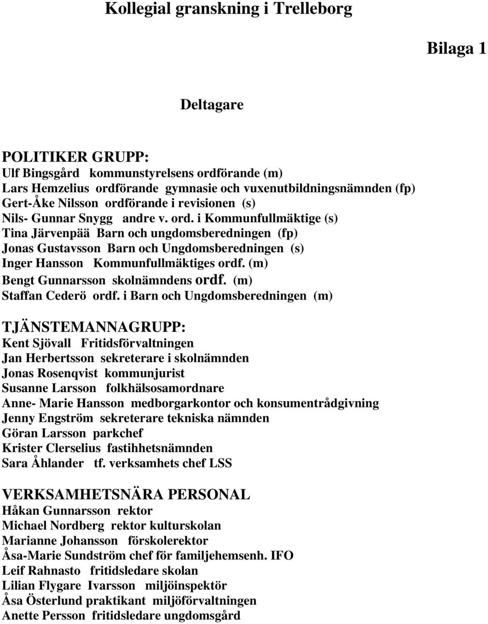 (m) Bengt Gunnarsson skolnämndens ordf. (m) Staffan Cederö ordf.