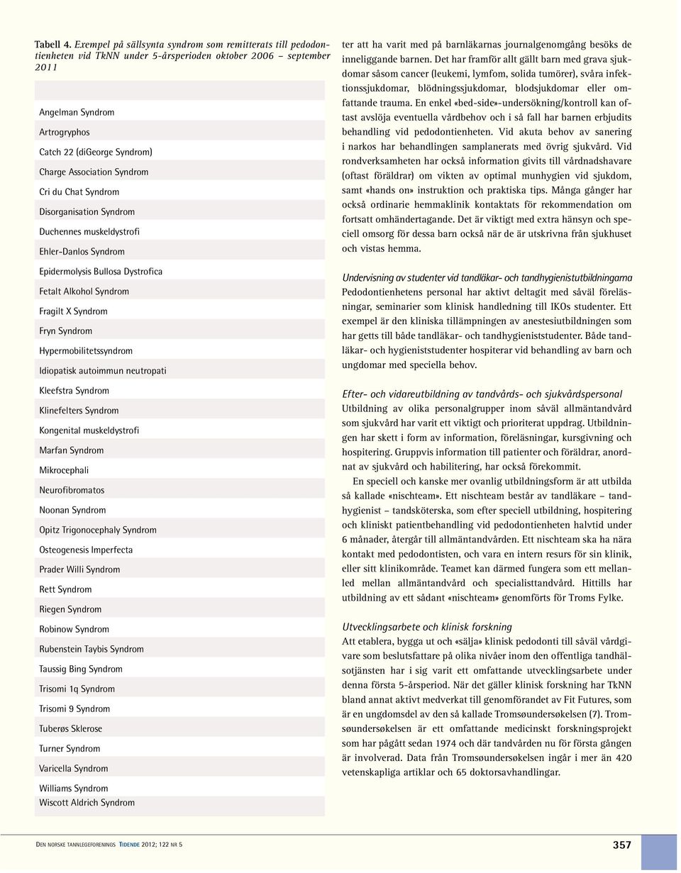 Association Syndrom Cri du Chat Syndrom Disorganisation Syndrom Duchennes muskeldystrofi Ehler-Danlos Syndrom Epidermolysis Bullosa Dystrofica Fetalt Alkohol Syndrom Fragilt X Syndrom Fryn Syndrom