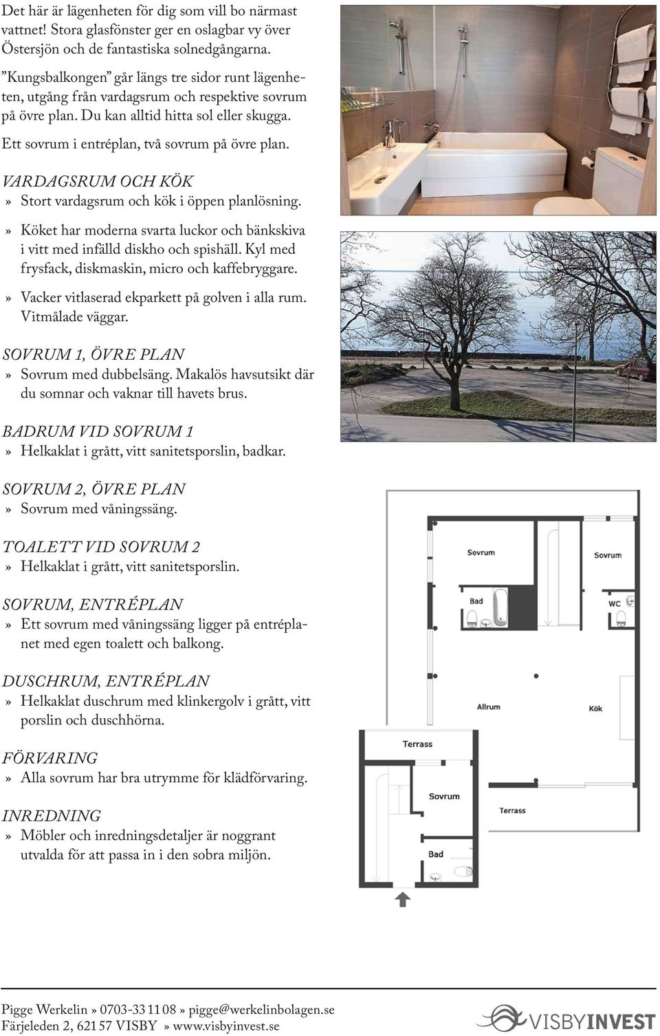 VARDAGSRUM OCH KÖK Stort vardagsrum och kök i öppen planlösning. Köket har moderna svarta luckor och bänkskiva i vitt med infälld diskho och spishäll.