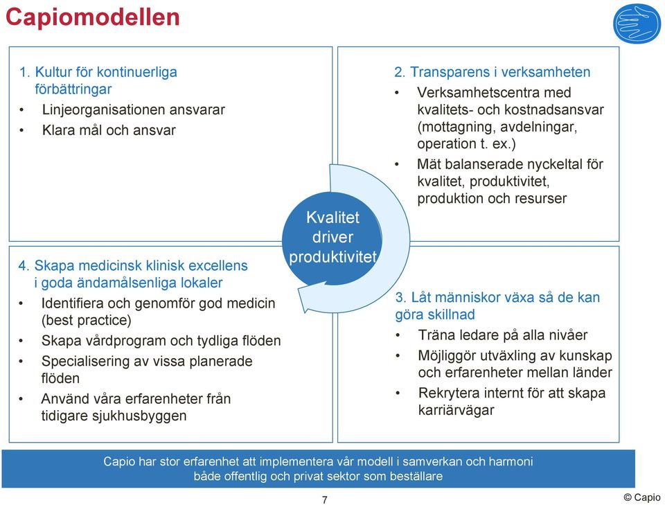 Använd våra erfarenheter från tidigare sjukhusbyggen Kvalitet driver produktivitet 2.