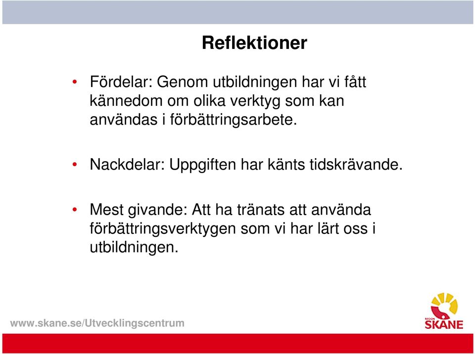 Nackdelar: Uppgiften har känts tidskrävande.