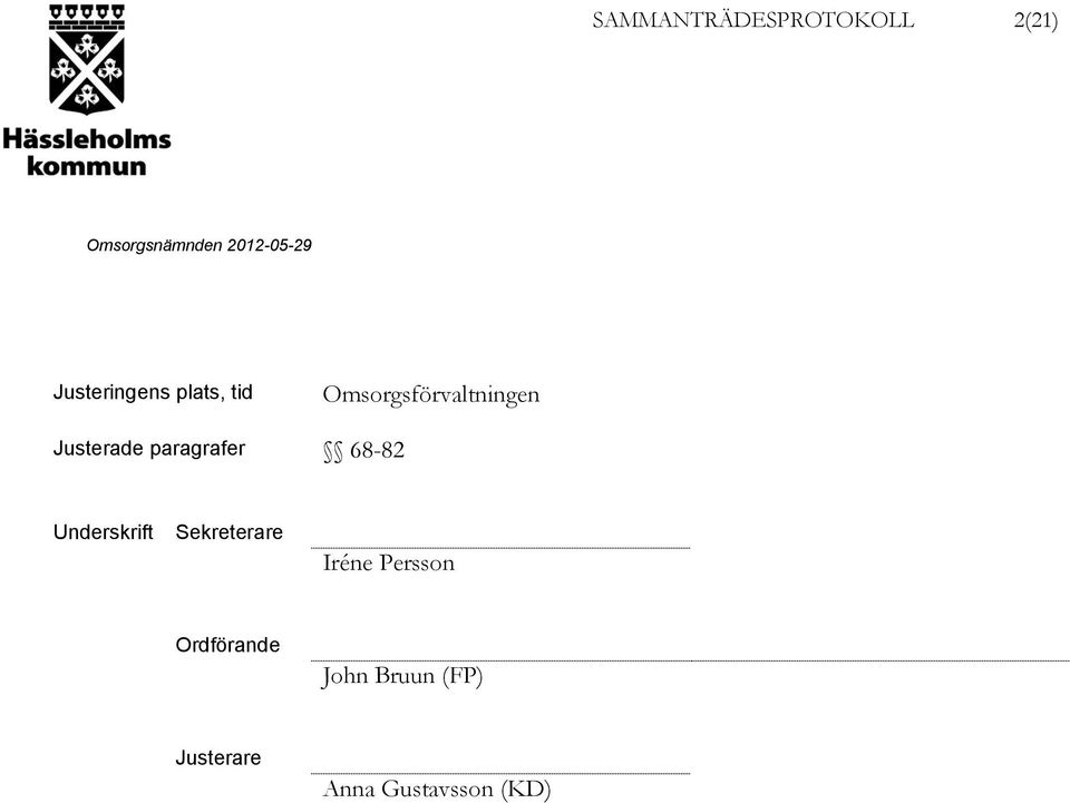 68-82 Underskrift Sekreterare Iréne Persson