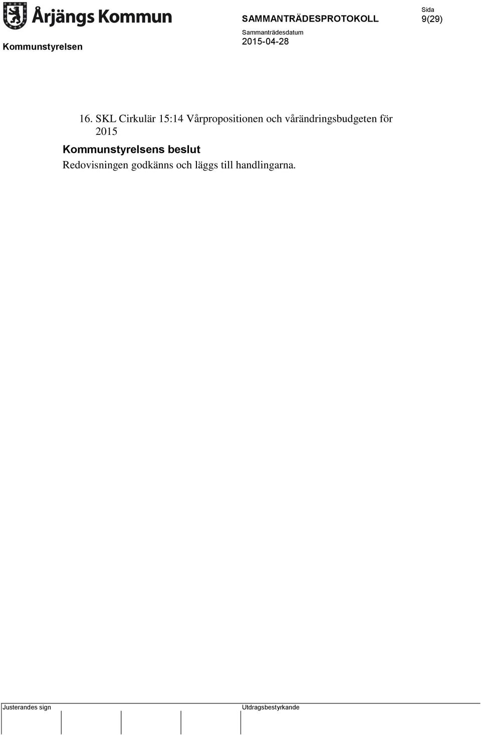 och vårändringsbudgeten för 2015