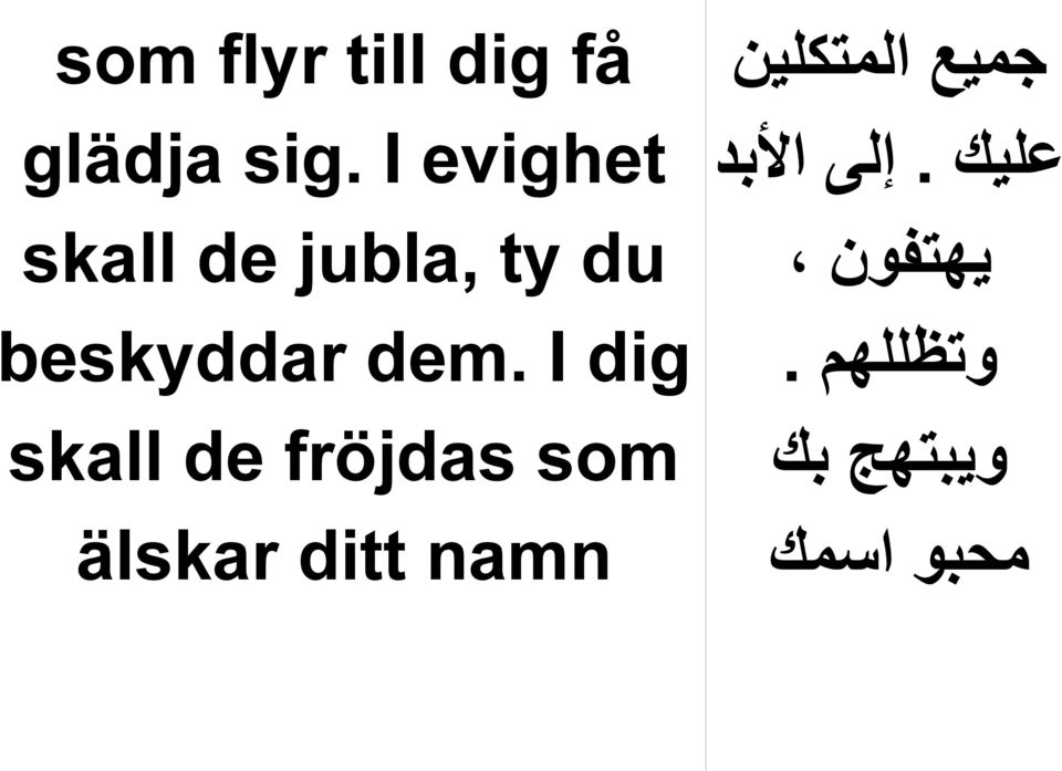 I dig skall de fröjdas som älskar ditt namn