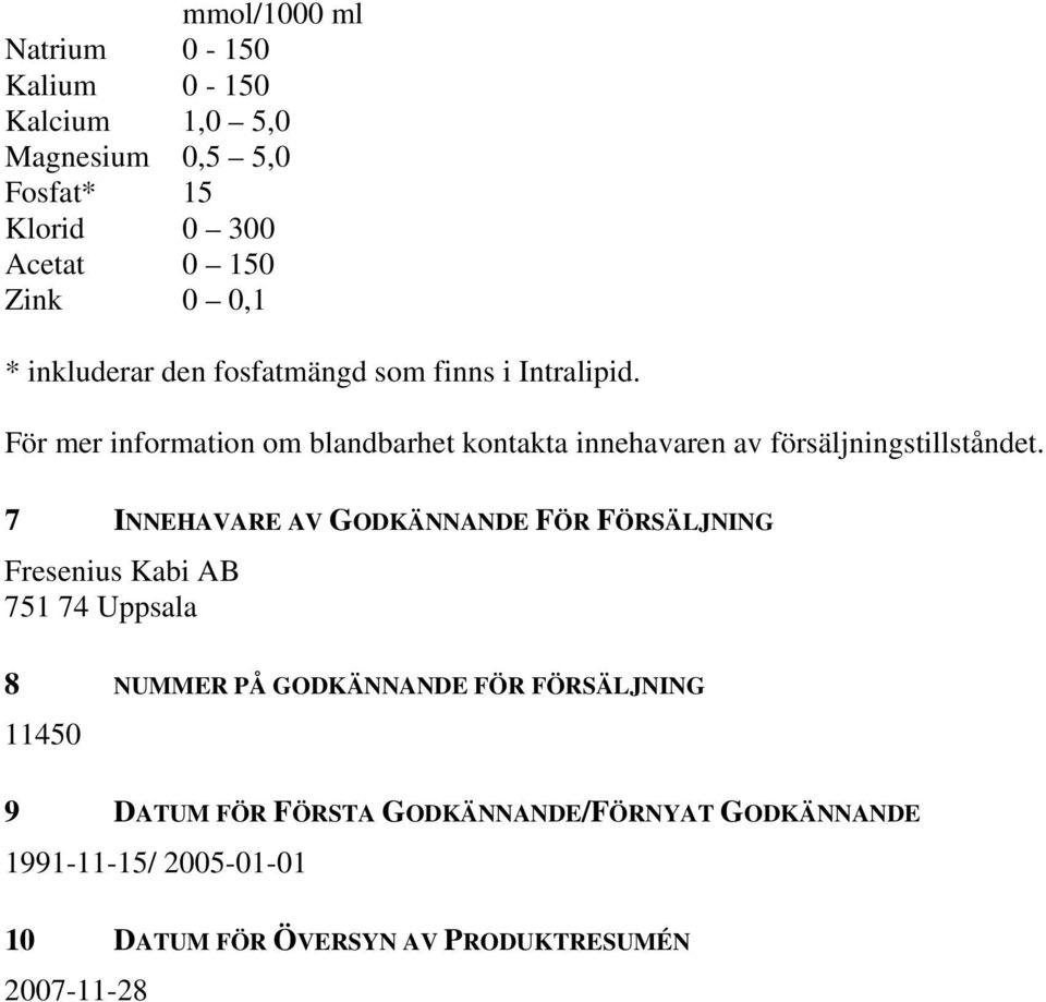 För mer information om blandbarhet kontakta innehavaren av försäljningstillståndet.