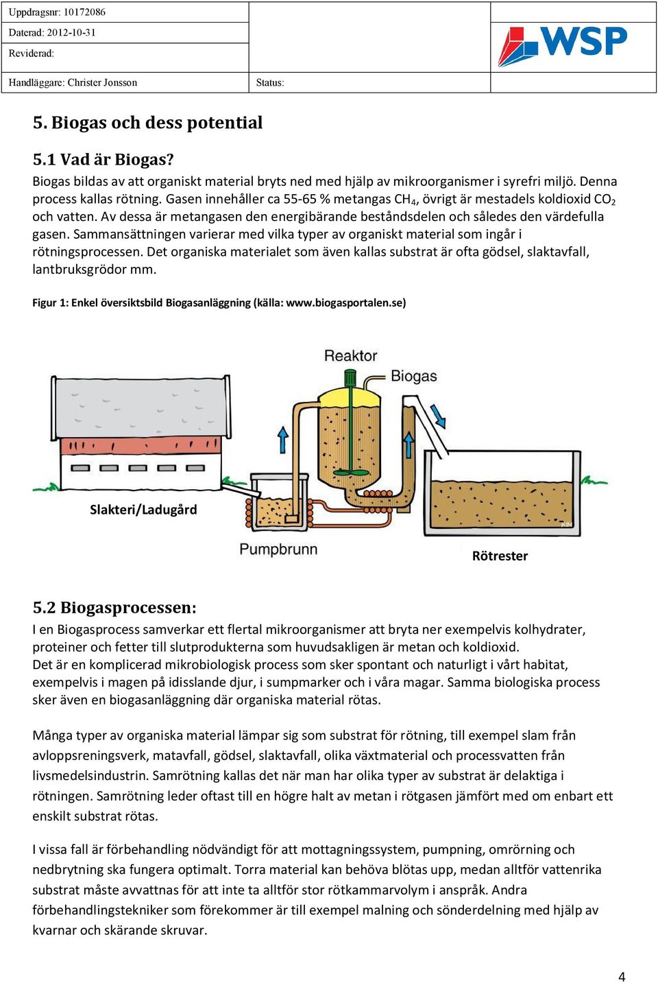 Sammansättningen varierar med vilka typer av organiskt material som ingår i rötningsprocessen. Det organiska materialet som även kallas substrat är ofta gödsel, slaktavfall, lantbruksgrödor mm.