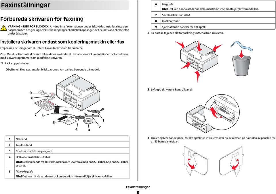 Det kan hända att denna dokumentation inte medföljer skrivarmodellen.