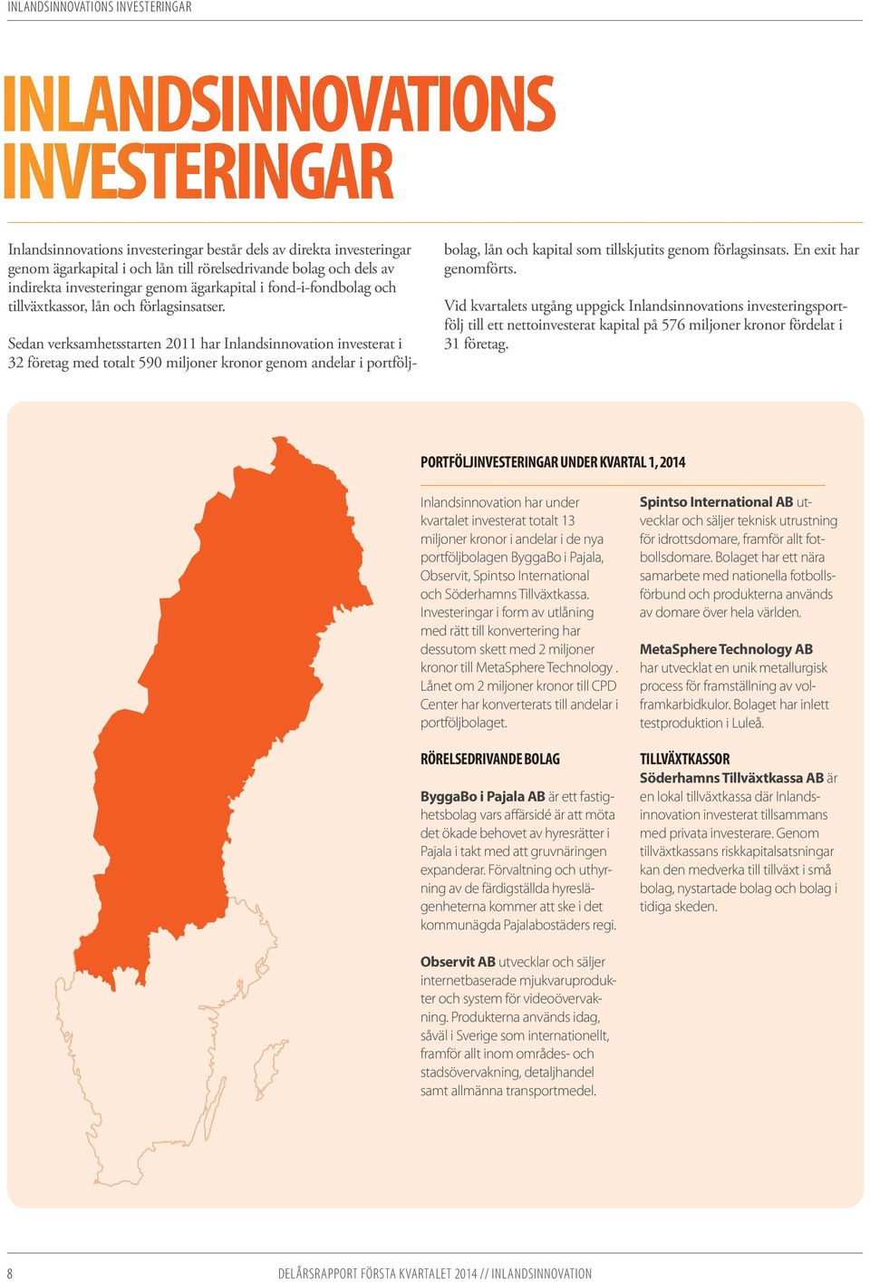 Investeringar i form av utlåning med rätt till konvertering har dessutom skett med 2 miljoner kronor till MetaSphere Technology.