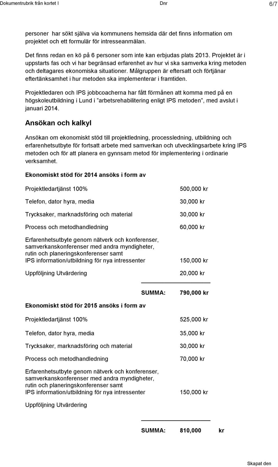 Projektet är i uppstarts fas och vi har begränsad erfarenhet av hur vi ska samverka kring metoden och deltagares ekonomiska situationer.